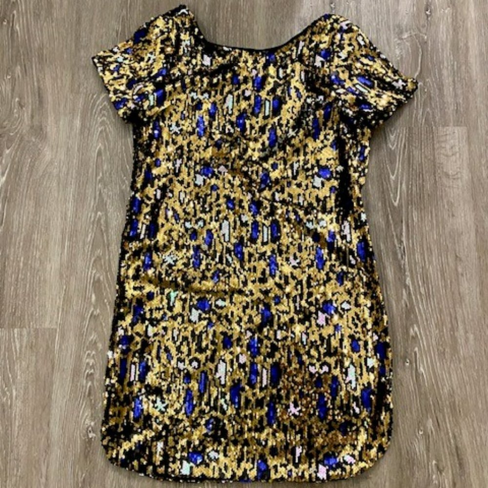 KARLIE leopard sequin Mini Dress
